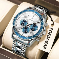 POEDAGAR Fashion Brand Men Watch Waterproof Stainless Steel