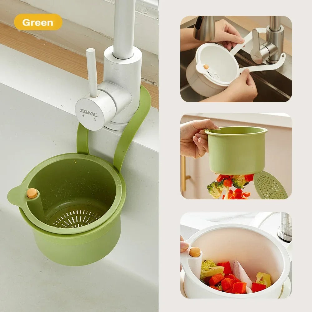 2 IN 1 Kitchen Sink Strainer Stopper One-click Opening Hanging